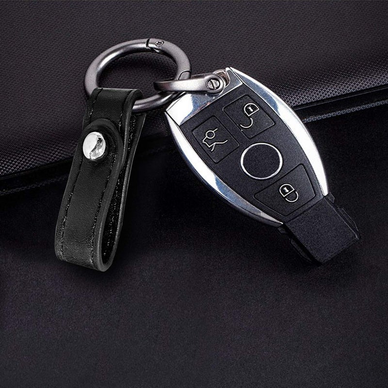 Idakekiy Zinc Alloy Key Rings Leather Part Button Key Clip Carabiner Keychain Split Keyrings for Men and Women - Image 5